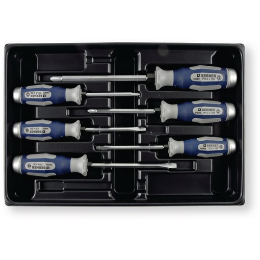 Jeu de 6 tournevis Heavy Duty PH-fente avec capuchon de frappe dans inlet
